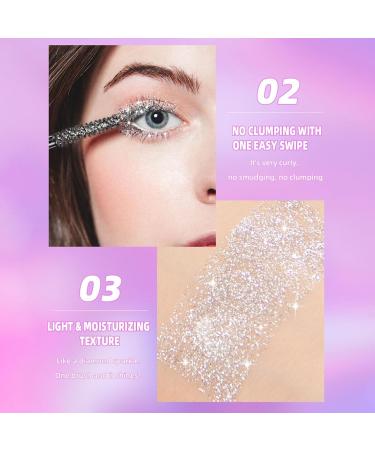 Glitter Mascara Eyeshadow - Waterproof Glitter Mascara for Eyelashes Length Color Mascara Sparkling Diamonds Mascara for Sensitive Eyes Zero Clumps Long Lasting Anti-smudge (Silver 3.2G) - Buy Online on GoSupps.com