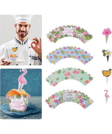jojofuny 3 Sets Cake Surrounding Cards Hawaiian Cupcake Paper Beach Wrapping Paper Tropical Cupcake Hawaiian Party Nativity Decor Flamingo Happy Birthday Cake Cupcake Cups Christmas Plug-in Assorted Colorx3pcs 8X5.2CMx3pcs - Buy Online on GoSupps.com