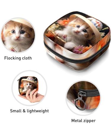 Buy Cute Cat Flower Hat Period Bag - Stylish Sanitary Napkin Storage for Purses | International Shipping Available - Buy Online on GoSupps.com