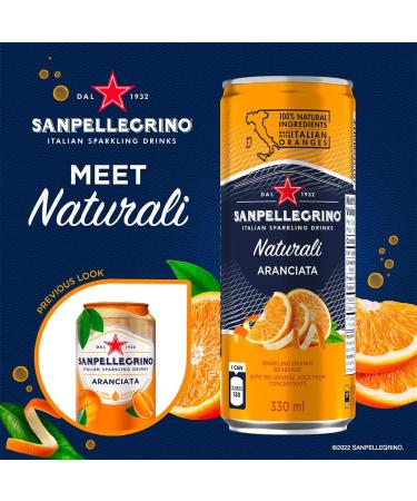 San Pellegrino Naturali Italian Sparkling Drink Aranciata Orange 330 mL Can 24 Cans Total - Buy Online on GoSupps.com