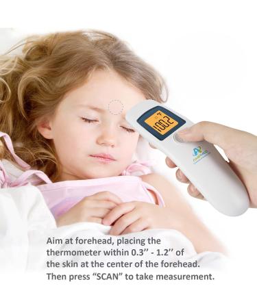 Amplim Hospital Medical Grade Non Contact Forehead Thermometer for Adults, Kids, Toddlers, Infants - FSA HSA Eligible - White - Buy Online on GoSupps.com