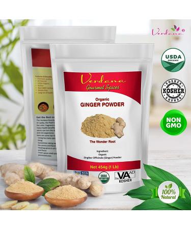 Organic Verdana Ginger Root Powder 1 Lb - USDA Kosher & Non-GMO - Fine Ground, High Purity, Gluten-Free, Keto Friendly - Buy Online on GoSupps.com