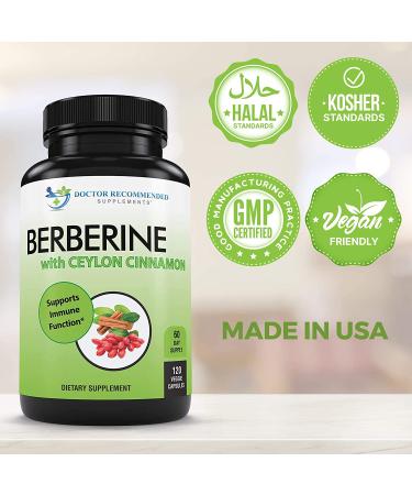 Berberine with Ceylon Cinnamon Capsules - Immune & Heart Support - 120 Veggie Capsules - Buy Online on GoSupps.com