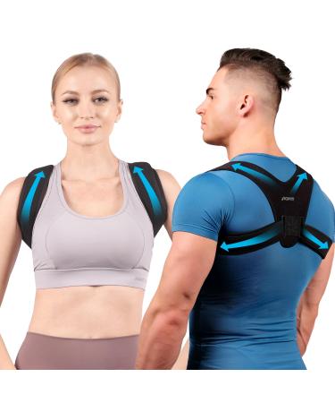 Upgrade Soft Fabric Posture Corrector For Men And Women Adjustable Upper Back Brace Straps Breathable for Posture Correction: Neck Shoulder & Upper Back Pain Relief Invisible Under Clothes (Upgrade Soft Fabric One Size) One Size Black