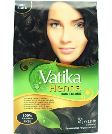 Dabur Vatika Henna Hair Colour Permanent Rich Black 6x10g (total - 60g)