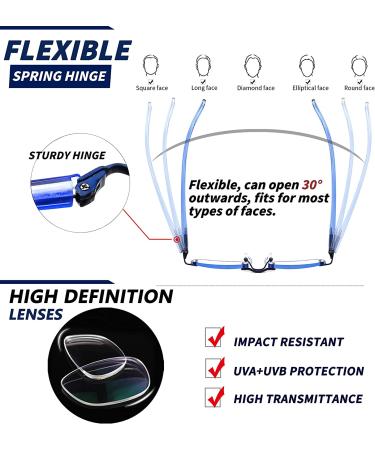 JJWELL 3 Pack Blue Light Blocking Reading Glasses for Women - Anti Eyestrain - Computer Glare UV 400 Filter Readers - Lightweight Rimless Tinted Metal Eyeglasses (2.0 Strength) - Purple Blue Green - Buy Online on GoSupps.com