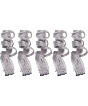 Hair Extension Synthetic Colorful Clip In Hairpiece Curling Wig for Party for Prom for Girls White tea ash - Buy Online on GoSupps.com
