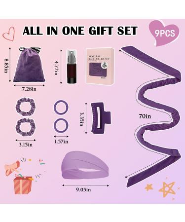 Heatless Hair Curler Band - Locken Wrapper for Overnight Curls | 180 cm Soft Non-Slip Headband in Violet - Achieve Beautiful Curls Without Heat! - Buy Online on GoSupps.com