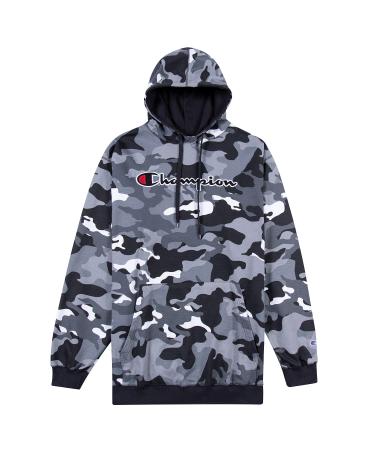 Champion Hoodie Men Big & Tall Embroidered Pullover Hoodies Sweatshirt Black Camo 3X Tall
