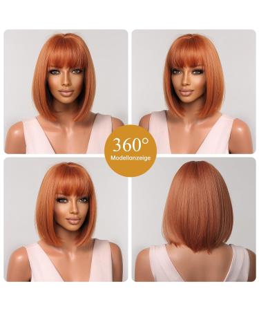 Testar 14 inch Orange Bob Wig for Women | Synthetic Heat-Resistant Ginger Wig for Cosplay & Daily Use - Buy Online on GoSupps.com