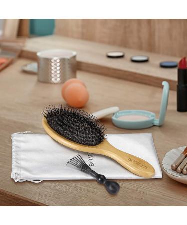 Natural Boar Bristle Wooden Bamboo Hair Brush for Women and Men - Best Paddle Brush for Reducing Hair Breakage - Buy Online on GoSupps.com