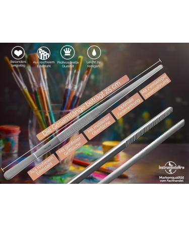 Straight Tweezers 25 cm with Internal Teeth | Stainless Steel Precision Tools for International Shipping - Buy Online on GoSupps.com