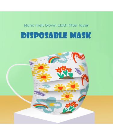 50Pcs Disposable_Face_Masks Rainbow Printed Face Shield for Kids Boys Girls 3-ply Face Protection Pads E One Size - Buy Online on GoSupps.com