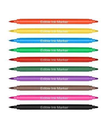Food Coloring Marker 10 Double Sided Food Coloring Pens Edible Hook Drawing Pens for Decorating Fondant Cakes Cookies Frosting Easter Eggs