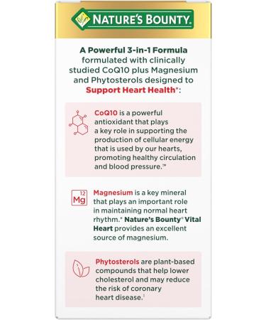Nature s Bounty Advanced Vital Heart with CoQ10 + Magnesium Antioxidant Supports Healthy Blood Pressure Cholesterol Circulation Triple Action Formula CoQ10 Magnesium Supplement 60 Softgels 60 Count (Pack of 1) - Buy Online on GoSupps.com