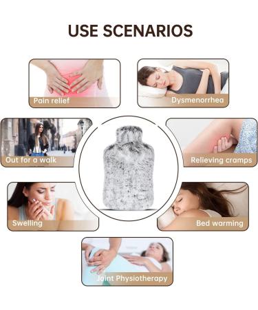 Hot Water Bottle with Cover - 2L Rubber Bag for Pain Relief Cramps & Compress | Black & White - International Shipping Available - Buy Online on GoSupps.com