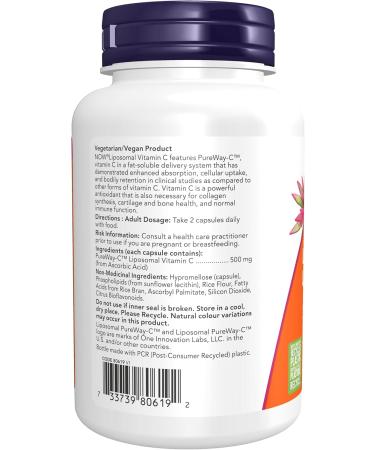 NOW Supplements Liposomal Vitamin C 1000mg Capsules 120 Count - Buy Online on GoSupps.com