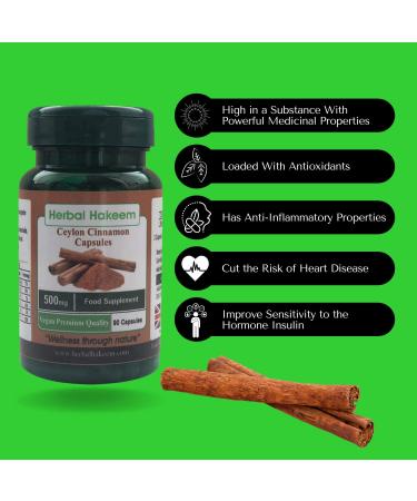Ceylon Cinnamon Capsules 500mg x 90 - Vegan and Made in the UK - Buy Online on GoSupps.com