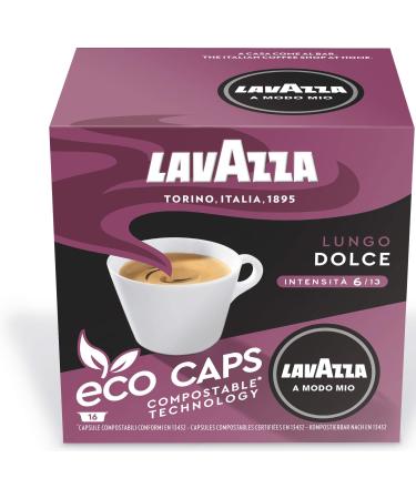 Lavazza A Modo Mio Caffè Crema Lungo Dolcemente, Lot of 5, 5 x 16 Capsules