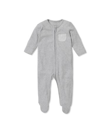 MORI Baby Boys and Girls Clever Sleepsuit - Unisex 2 Way Zipped Organic Pyjama - Comfortable Toddler Footed Nightwear 0 Month Grey - Two Way Zip