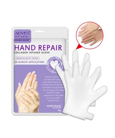 3 Pack Hand Mask for Moisturizing & Exfoliating, Collagen Infused Gloves for Repairing Dry/Cracked Skin - Lavender Scent for Women and Men - Buy Online on GoSupps.com