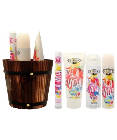 Cuba La Vida for Women - 4 Pc Gift Set 3.3oz EDP Spray 1.17oz EDP Spray 6.6oz Body Spray 6.6oz Body Lotion - Buy Online on GoSupps.com