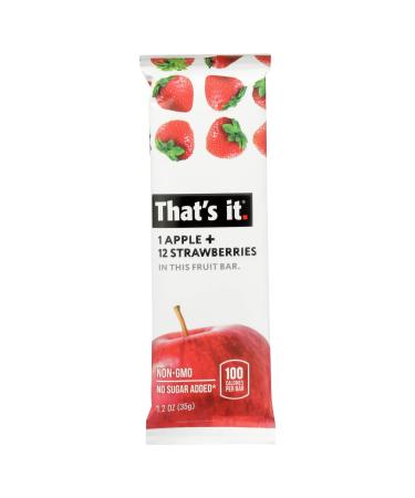 That's It Apple + Strawberries Fruit Bar No Sugar Added Non GMO 1.2 Ounce (Pack Of 12)