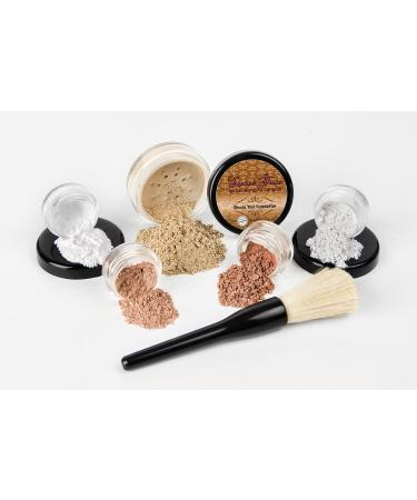 6pc STARTER KIT (WARM Neutral Shade-Most Popular) Mineral Makeup Sample Size Set Bare Face Matte Foundation Cover Warm Neutral-most popular