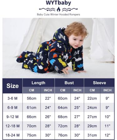 Lobmouse Baby Winter Snowsuit Jumpsuit | Hooded Romper for Boys & Girls | Thick & Warm Infant Coat Outfit | Dark Blue Animals | 18-24 Months - Buy Online on GoSupps.com