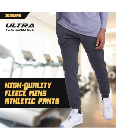 Men's Ultra Performance 3-Pack Fleece Active Tech Joggers with Zipper Pockets - Green Camo/Charcoal/Black - Size X-Large - Buy Online on GoSupps.com