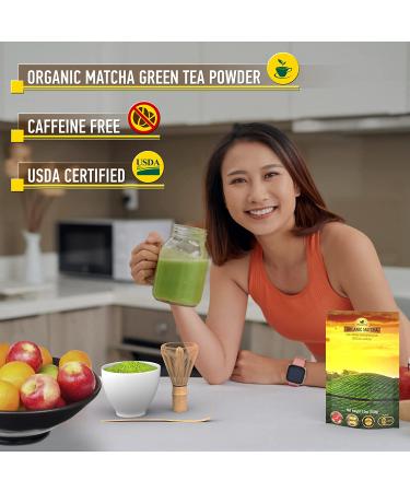 Organic 80% Decaf Matcha Green Tea Powder - USDA Certified, Ideal for Latte, Smoothie, Baking - Authentic Japanese Origin - 3.5oz 100g - Buy Online on GoSupps.com