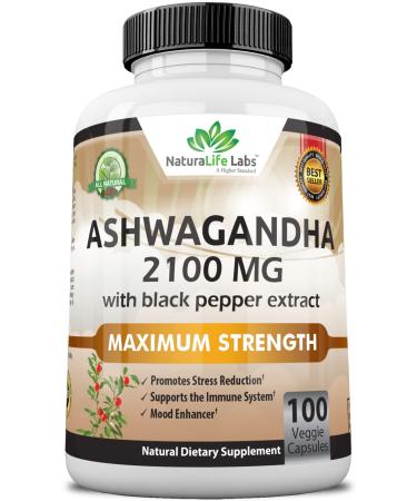 NaturaLife Labs Organic Ashwagandha 2100 mg - 100 Capsules