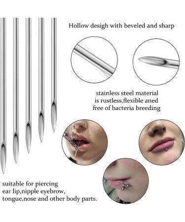 Qiwnswoy Stainless Steel Piercing Needles Set - 14G, 16G, 18G, 20G - Sterile Disposable Body Piercing Kit for Ear, Nose, Navel, Nipple, Lip, Belly Button - Catheter Cannula Included - Buy Online on GoSupps.com