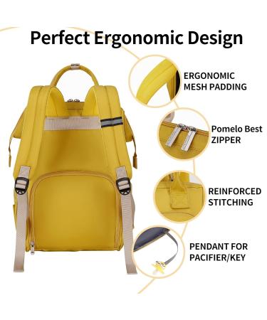 Pomelo Best Baby Diaper Backpack | Macaron Diaper Bag with Waterproof Changing Pad | Large Capacity Travel Bag in Yellow - Buy Online on GoSupps.com