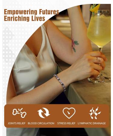 Jecanori Copper Magnetic Bracelet Set for Women - Adjustable Size with Strength Magnets (3800 Gauss Each) - Includes Magnetic Rings - Brazaletes & Jewellery Gift Box - Infinite Crystal Design - Buy Online on GoSupps.com