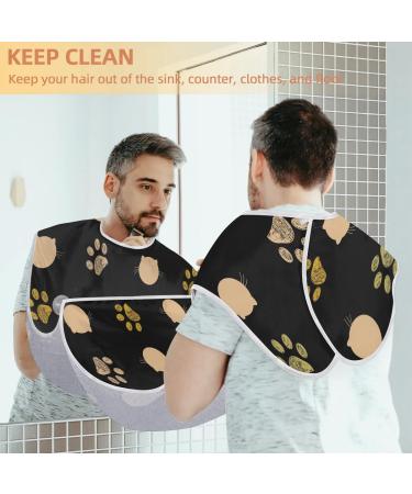 Beard Bib Apron for Men | Non-Stick Waterproof Hair Catcher with Cat & Paw Prints | Perfect for Shaving & Trimming - Buy Online on GoSupps.com