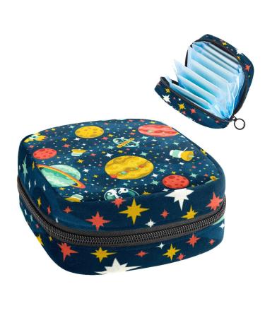 Women bands storage pockets Stillpad keeper cartoon space rocket planet star sky portable period kit pocket feminine product bag for women girls color2