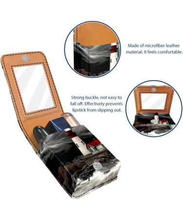 Travel Lipstick Organizer Case - Portable Makeup Bag with Mirror | Cloudy Sea House Lighthouse Design - Buy Online on GoSupps.com