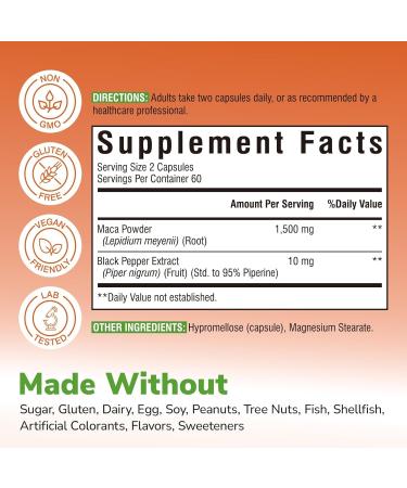 Vitalibre Calcium 1200mg Vitamin D3 5000IU 120 Tablets and Maca Root Capsules 1 500mg 120 Capsules Bundle Non-GMO - Buy Online on GoSupps.com