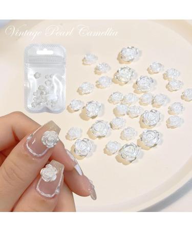 Nails Art Accessories Glitter Stones Manicures DIY Nail Art Decorations Aurora/White/Mix Color Camellia 3D Resin(02) - Buy Online on GoSupps.com