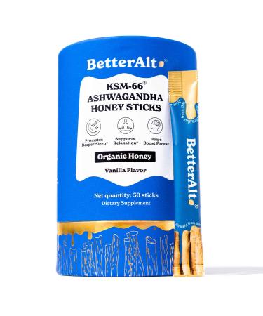 Better Alt KSM 66 Ashwagandha Honey Sticks |Organic Multiflora Himalayan Honey | Helps Promote Relaxation Focus |1 Month Dietary Supplement 30 Count (Pack of 1)