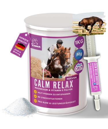 Magnesium Horse 1 kg 30 ml Calm Relax Powder + Booster with Magnesium Vitamin E I Against Anxiety & Stress I Anti Stress Soothing Nerves Nerves & Stress Reduction for Transport Nervous Horses