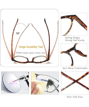 Buy Kerecsen 5 Pack Reading Glasses for Men & Women - Large Frame Round Readers with Spring Hinges - 2.25x Magnification - Stylish Mixed Colors - Buy Online on GoSupps.com