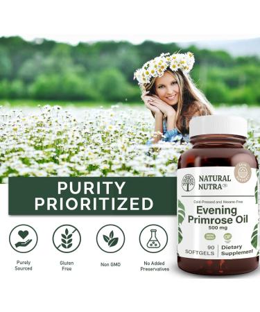 Natural Nutra Evening Primrose Oil Supplement 500mg - 90 Softgels, Reduce Acne, Support Nerve and Heart Health, Promote Skin Clarity - 90 Count - Buy Online on GoSupps.com