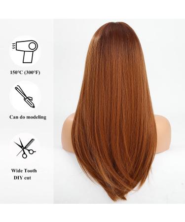 HAIRCUBE Long Auburn Synthetic Hair Wig for Women with Wispy Bangs - Straight Style - Buy Online on GoSupps.com