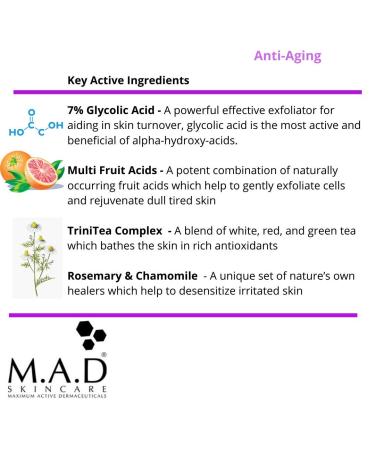 M.A.D Skincare Anti-Aging Glycolic Toner with Multi Fruit Acids - Youthful Skin Brightening & Exfoliating | International Shipping Available - Buy Online on GoSupps.com