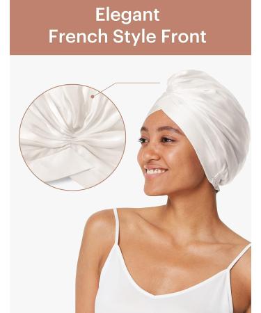 LilySilk 100% Mulberry Silk Sleep Cap | 19 Momme Silk Bonnet for Women | Ivory - Buy Online on GoSupps.com