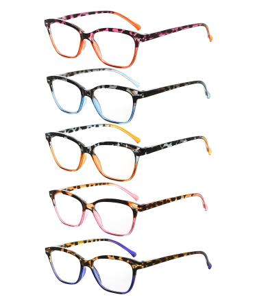 Eyekepper 5 Pack Reading Glasses Women Cat-eye Readers Stylish Tortoise Reading Eyeglasses +1.75 +1.75 5 Pairs Mix