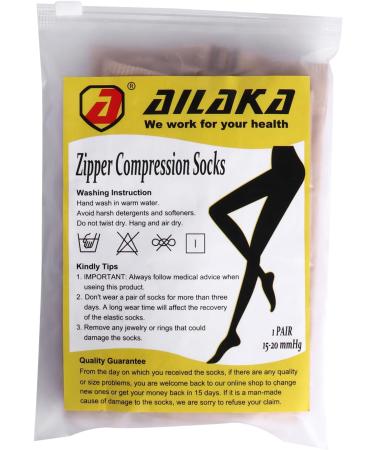 Ailaka Zipper Compression Socks 15-20 mmHg Knee High Support for Varicose Veins - 3X-Large Beige - Buy Online on GoSupps.com