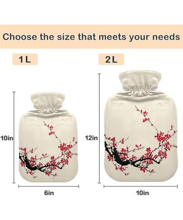 Naanle Retro Japanese Cherry Blossom Hot Water Bottle - 2L Transparent Heat Bottle for Pain Relief & Therapy - Buy Online on GoSupps.com